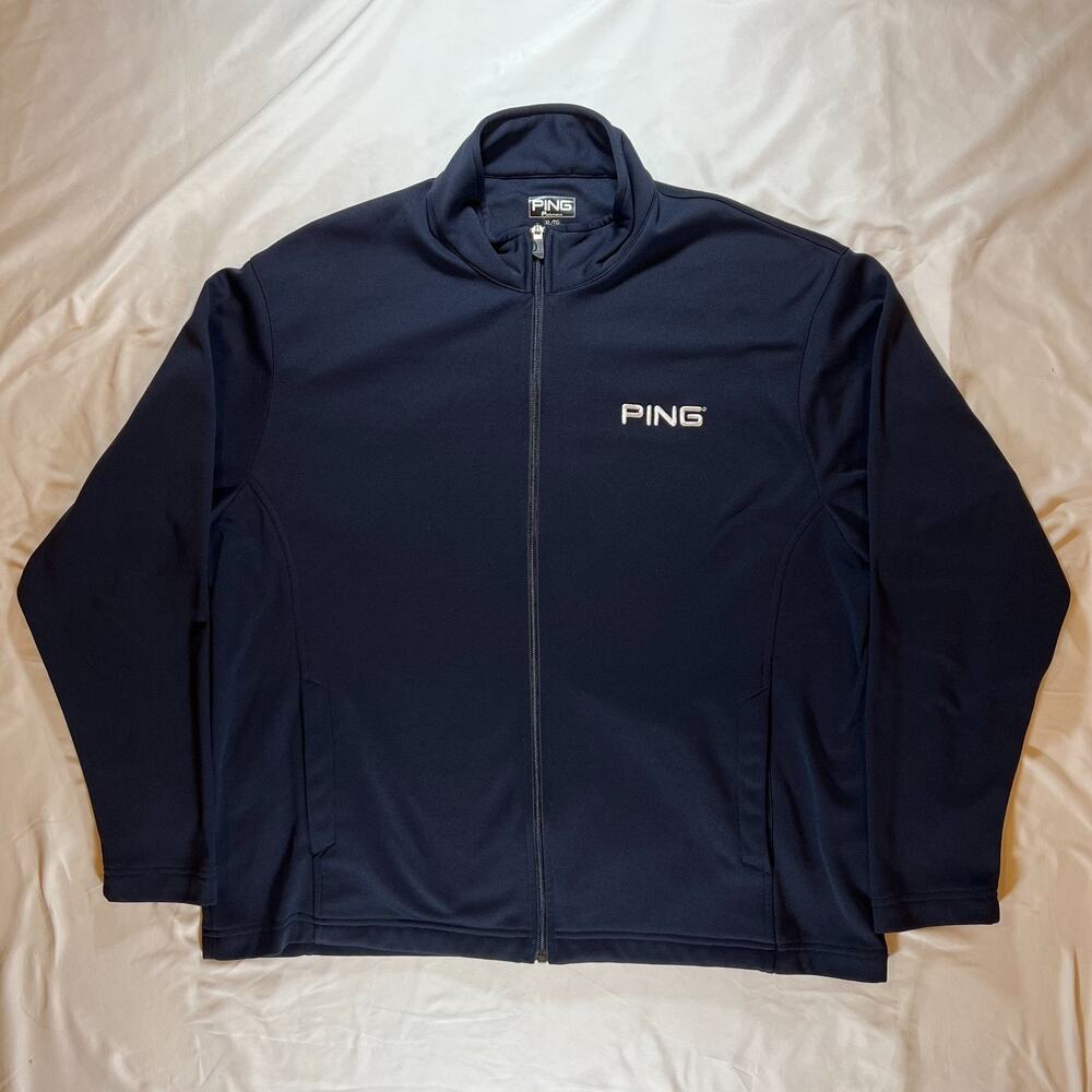 PING Performance Golf Jacket Mens XL Navy Full Zip Golfsmith Embroidered Logo